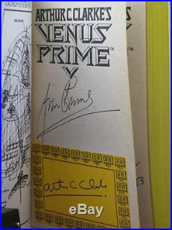 1st eds, signed by 3, Arthur C Clarke's Venus Prime Books 1-6 by Paul Preuss