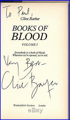 Books of Blood Clive Barker First 6-volume HC set cover art by Clive! All Signed