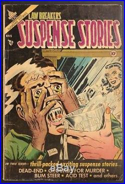 Lawbreakers Suspense Stories #15 Classic Acid In Face Cover Solid Vg, Gory Book
