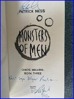 Patrick Ness, Chaos Walking #1, #2 & #3 All Signed, Lined & Dated