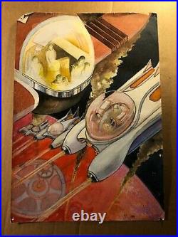 Rare Original Signed Sci Fi Illustration Art Poss Book Cover Nik Puspurica'79