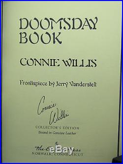 Signed by 2(author, intro) Doomsday Book by Connie Willis, Easton Press, 3 award wn