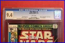 Star Wars Vintage Marvel Comic Book #1 Cgc 9.4 July 1977 White Pages