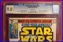 Star Wars Vintage Marvel Comic Book Annual #1 Cgc 9.0 1979 White Pages