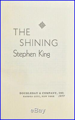 Stephen King. THE SHINING. Doubleday, 1977. 1st HC/DJ. King's 3rd Book. Scarce