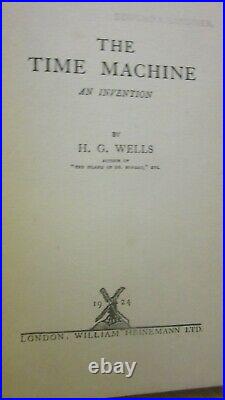 TIME MACHINE by H G WELLS 1924 Sci-Fi author of War of the Worlds ANTIQUE BOOK