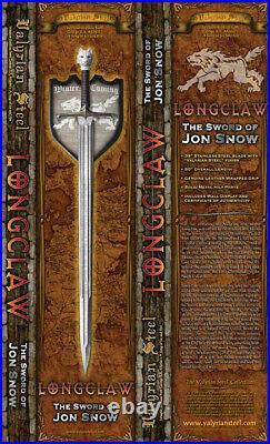VALYRIAN STEEL Game of Thrones Longclaw Sword Jon Snow 2nd Book Edition SEALED