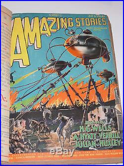 VINTAGE 1920s AMAZING STORIES MAGAZINES! 7 BOUND BOOKS! WELLS WAR OF THE WORLD