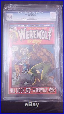 Werewolf by Night #1 WHITE Pages CGC Graded 9.4 Comic Book NM Near Mint